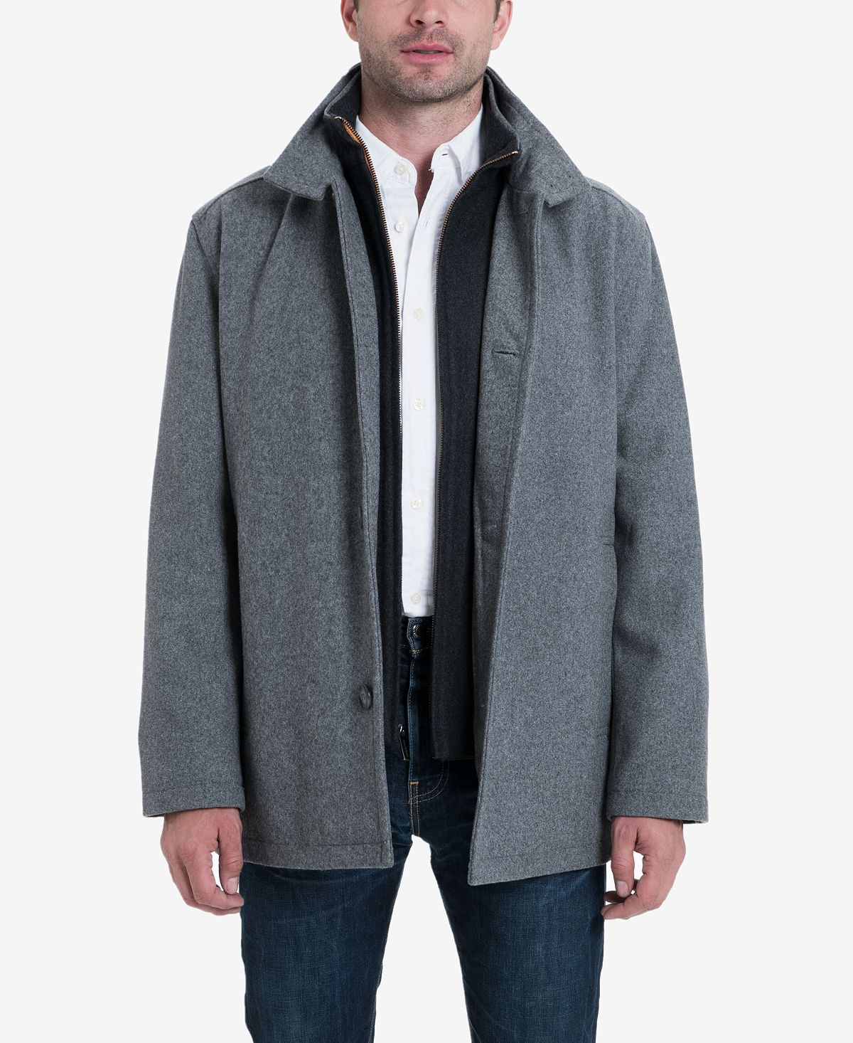 цена Мужское многослойное автомобильное пальто из смесовой шерсти, созданное для macy's London Fog, мульти