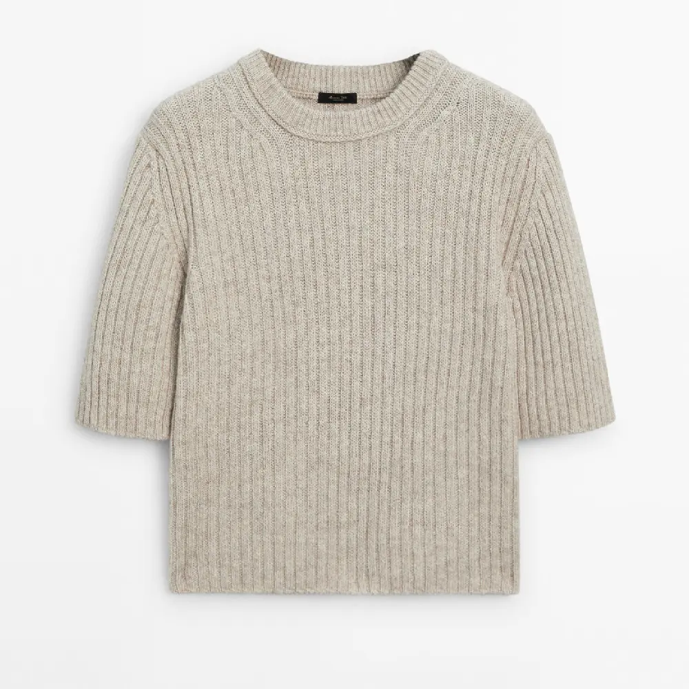 

Свитер Massimo Dutti Short Sleeve Ribbed Knit, бежевый