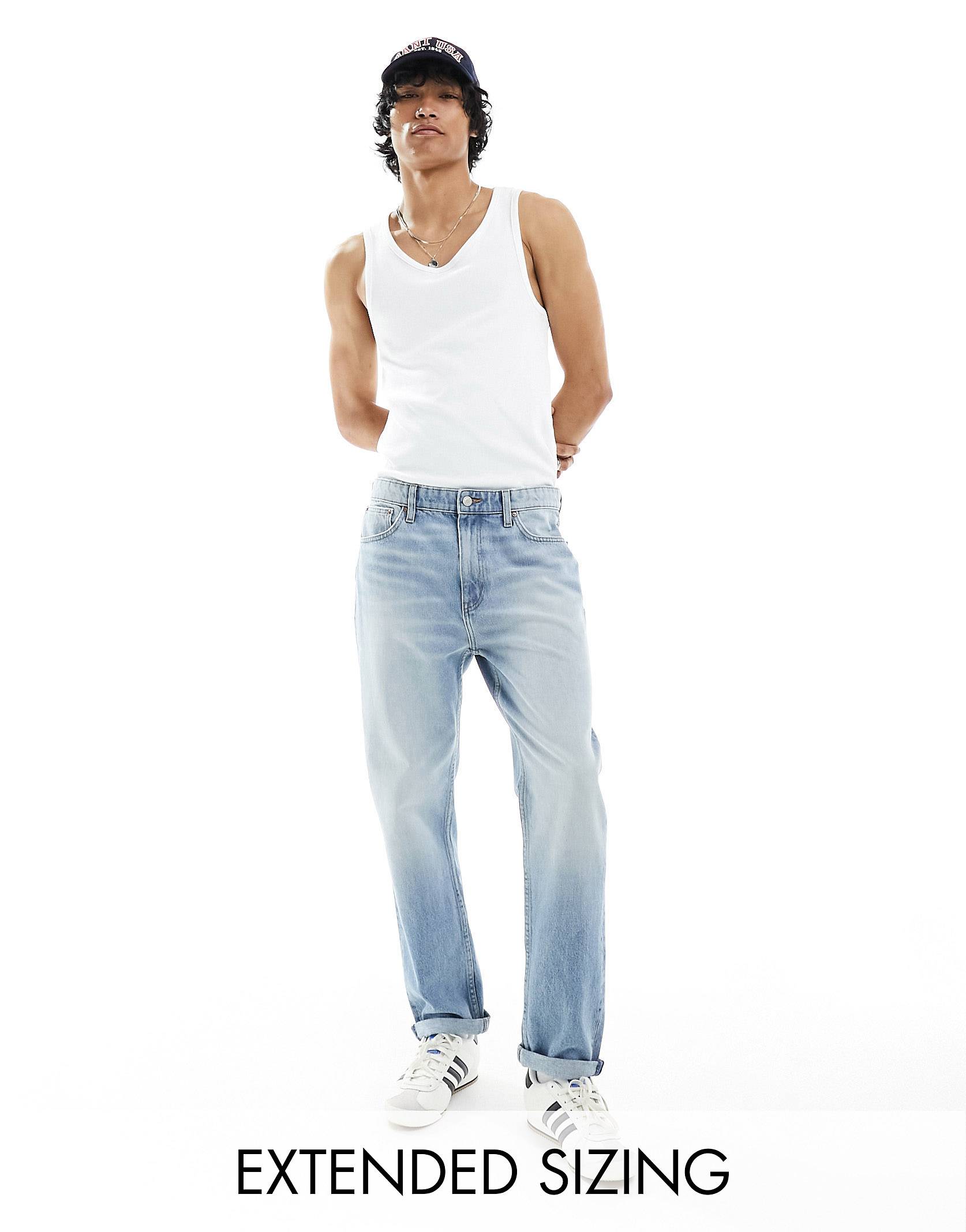 Джинсы Asos Design Straight Leg, голубой синие джинсы скинни asos в винтажном стиле