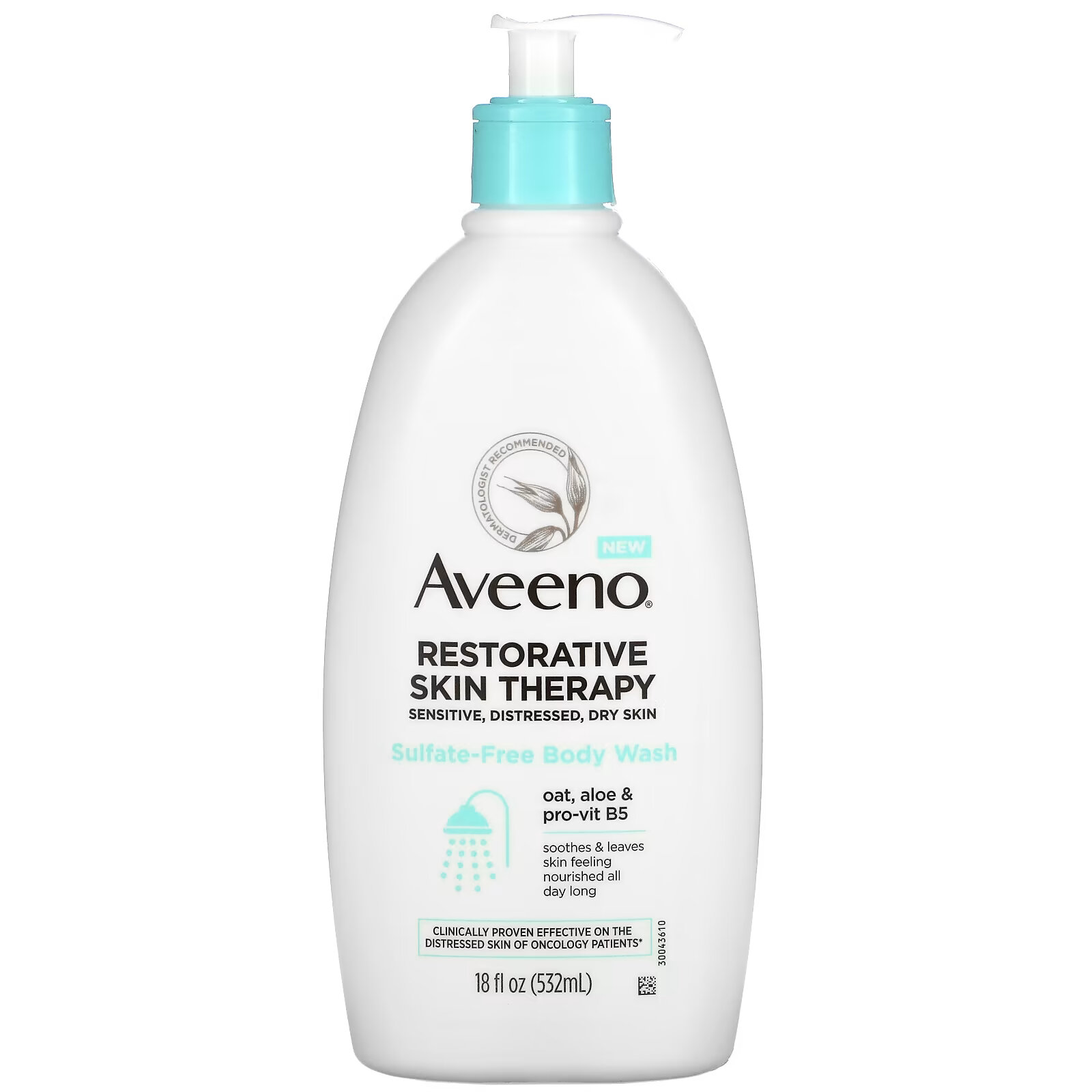 Aveeno, Restorative Skin Therapy, гель для душа без сульфатов, 532 мл (18 жидк. Унций) aveeno питательный гель для душа пребиотический овес миндальное масло 18 жидких унций 532 мл