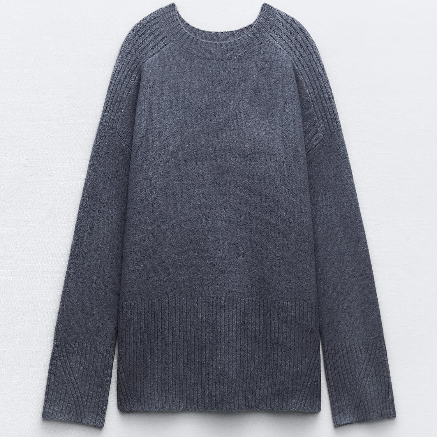 

Свитер Zara Soft-Touch Ribbed Knit, сине-серый