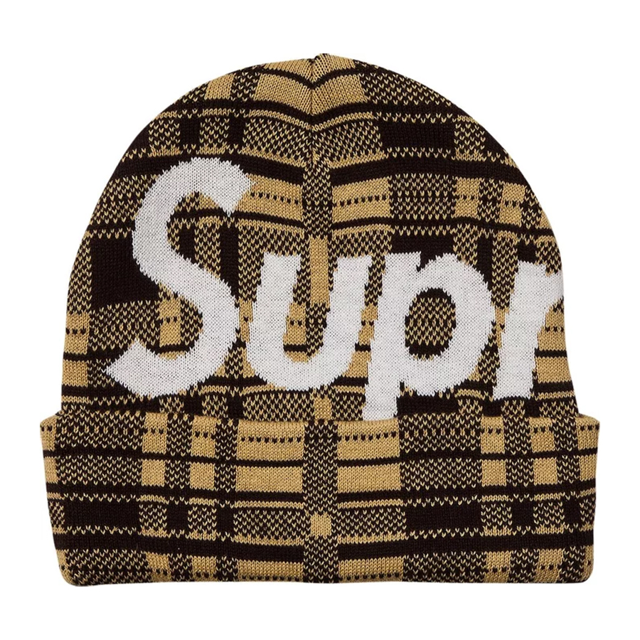 Шапка Supreme Big Logo Beanie, коричневый/черный finn flare шерстяная шапка бини с помпоном и жаккардовым узором