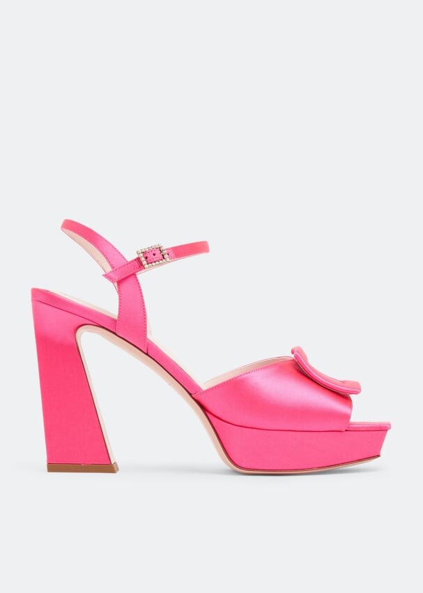 

Сандалии ROGER VIVIER Covered buckle platform sandals, розовый