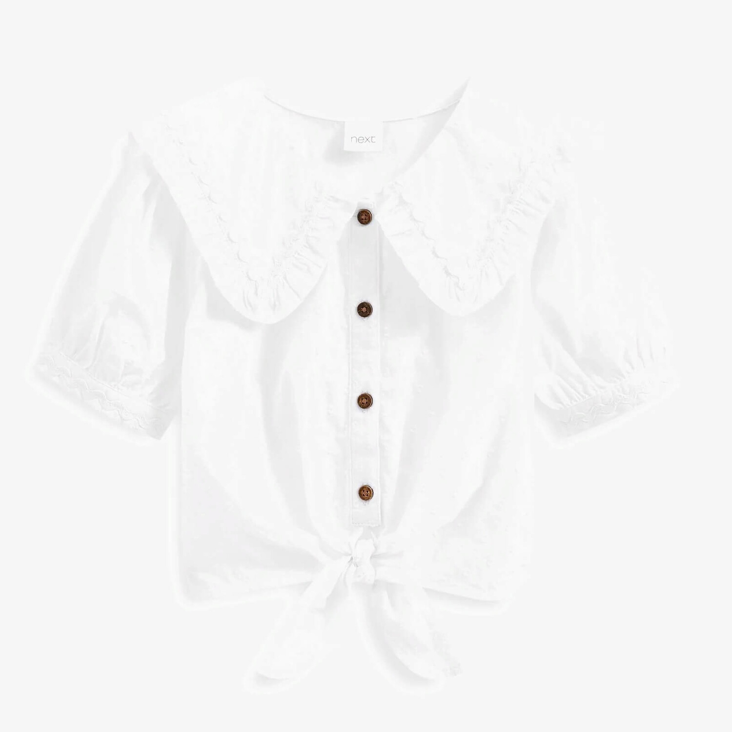 Блузка для девочки Next Puff Sleeve Tie Front Standard, белый