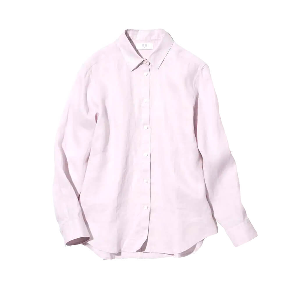 Рубашка Uniqlo 100% Linen, светло-серый рубашка uniqlo 100% linen розовый