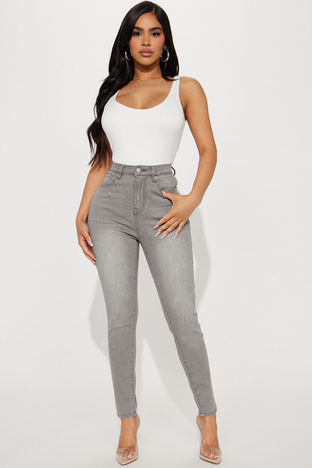 

Джинсы скинни Fashion Nova YJDM15HROPTION6P, серый