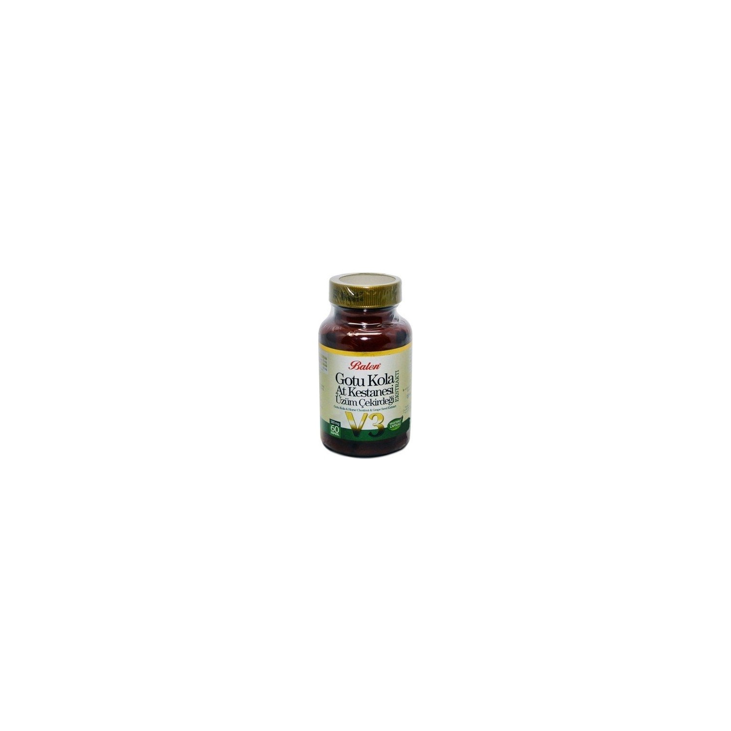 цена Активная добавка Balen Gotu Kola Horse Chestnut Grape Seed Capsule, 60 капсул, 380 мг
