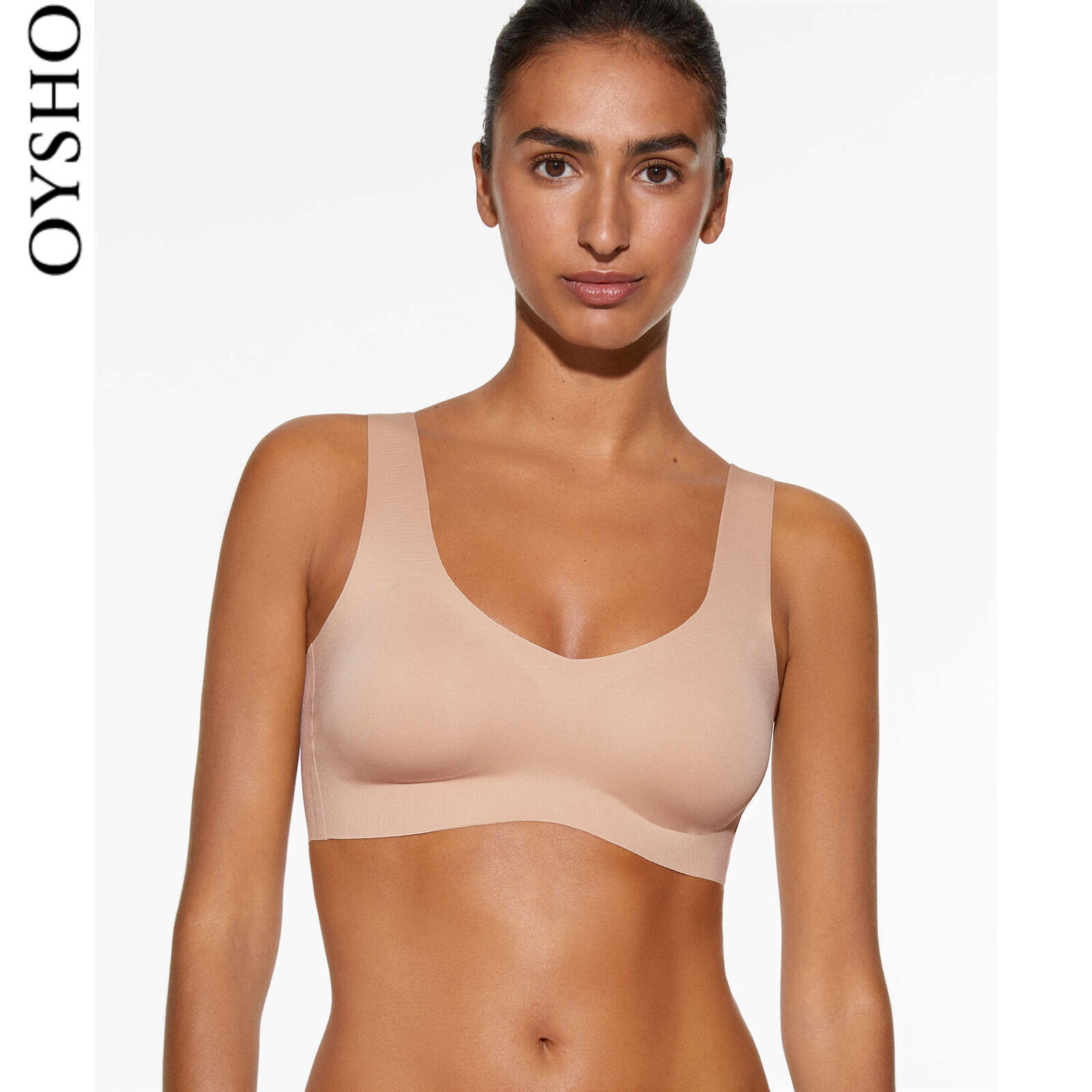 

Бюстгальтер бесшовный Oysho Invisible Comfort, бежевый