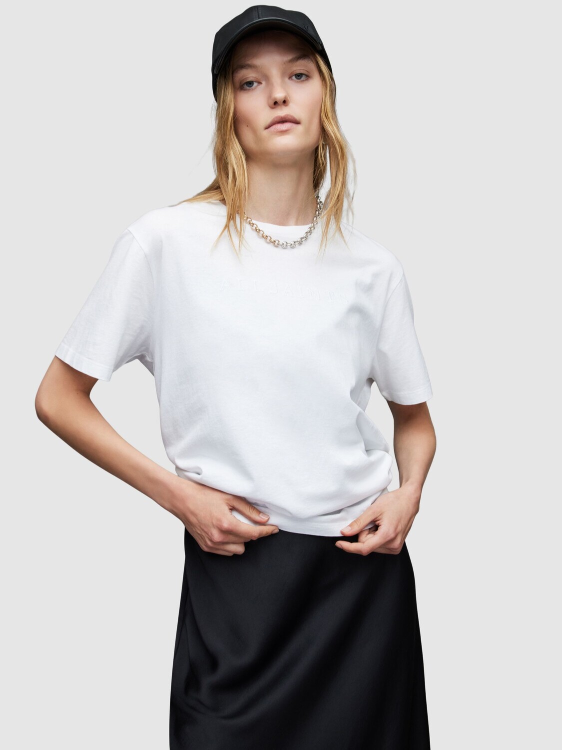 

Хлопковая футболка свободного кроя AllSaints Pipa, оптический белый цвет