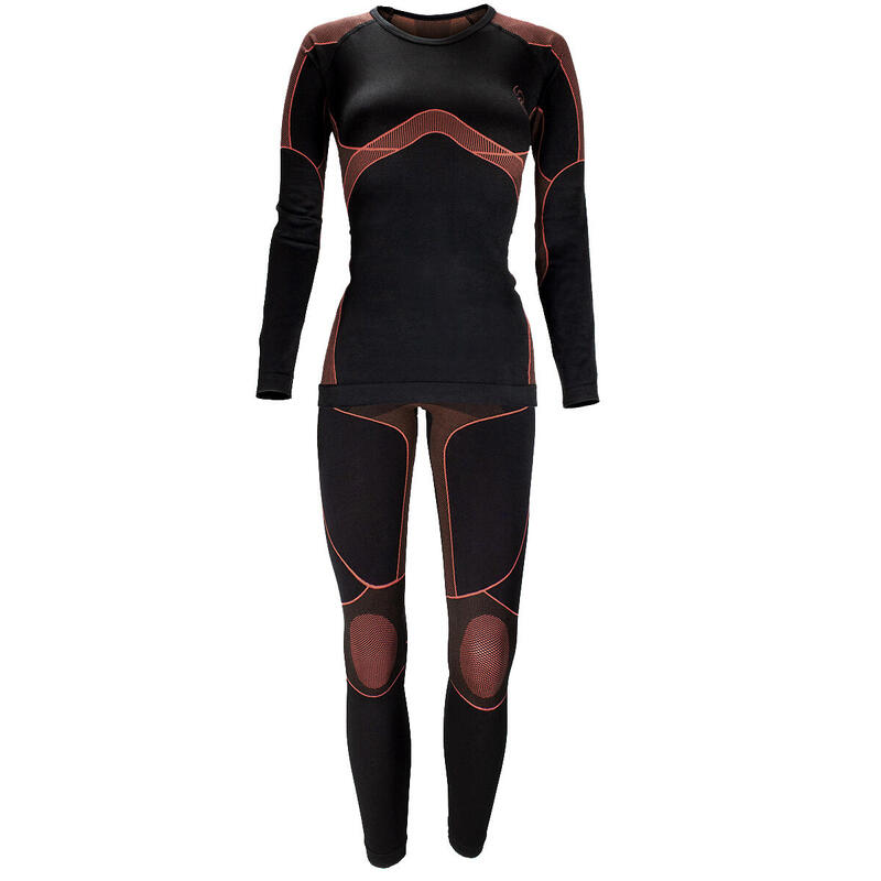 Комплект женского функционального нижнего белья | Термобелье | Бесшовные | Черный/коралловый BLACK SNAKE, цвет rot