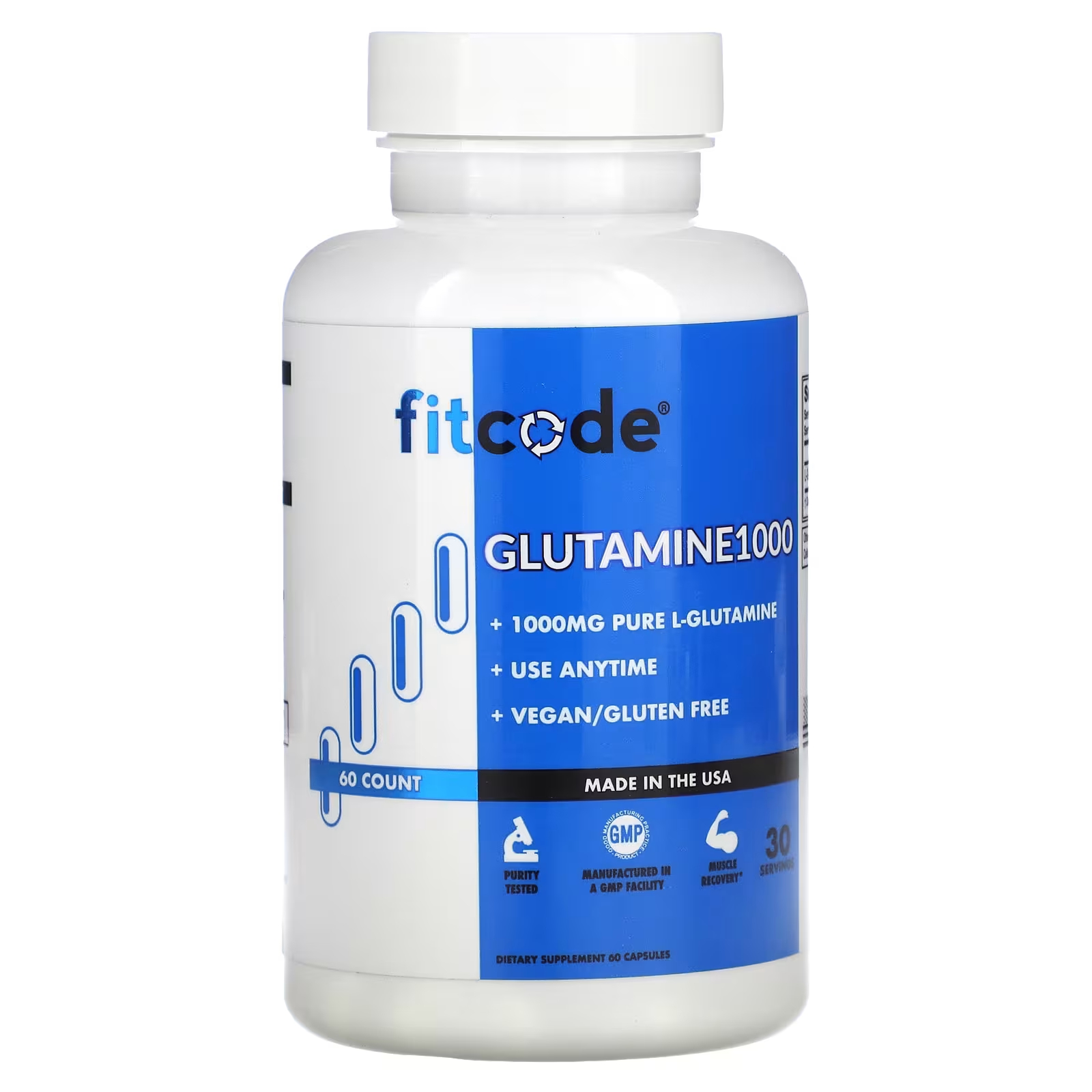 fitcode Глутамин 1000 1000 мг 60 капсул (500 мг на капсулу)