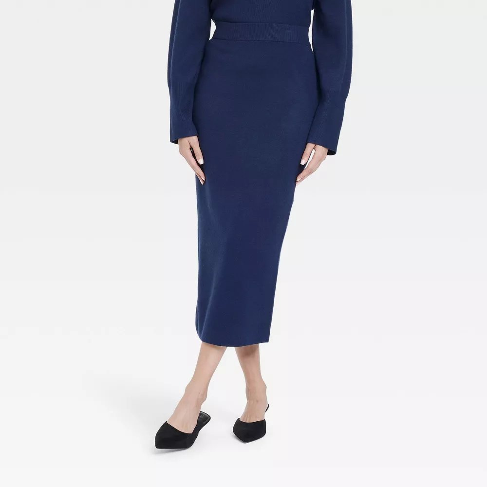 

Женская уютная трикотажная юбка-свитер миди - A New Day, цвет Navy