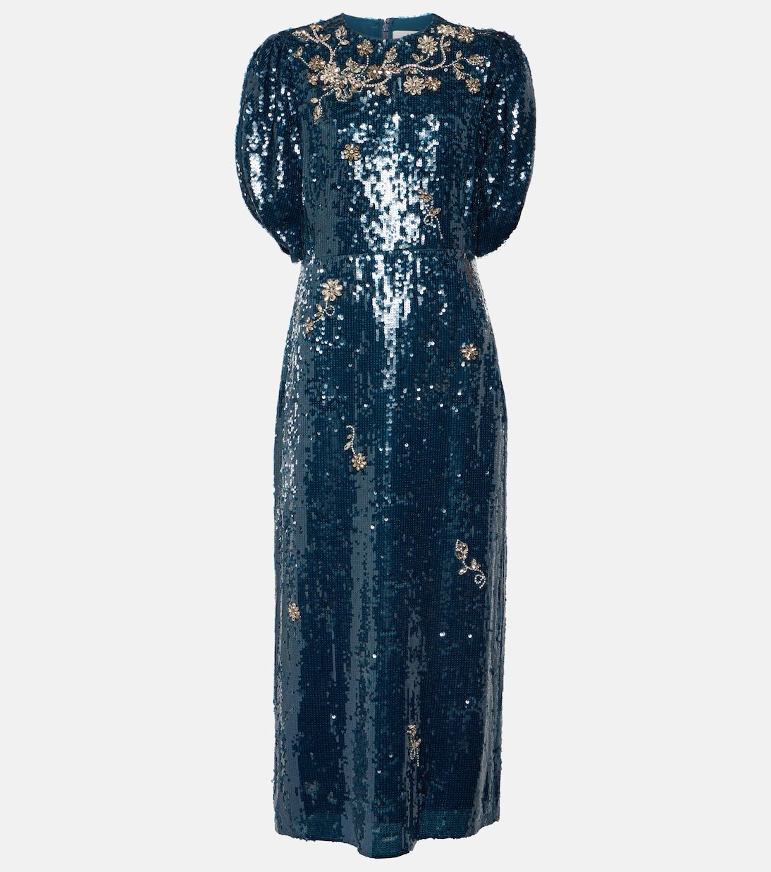 

Платье миди astrea с пайетками Erdem, синий
