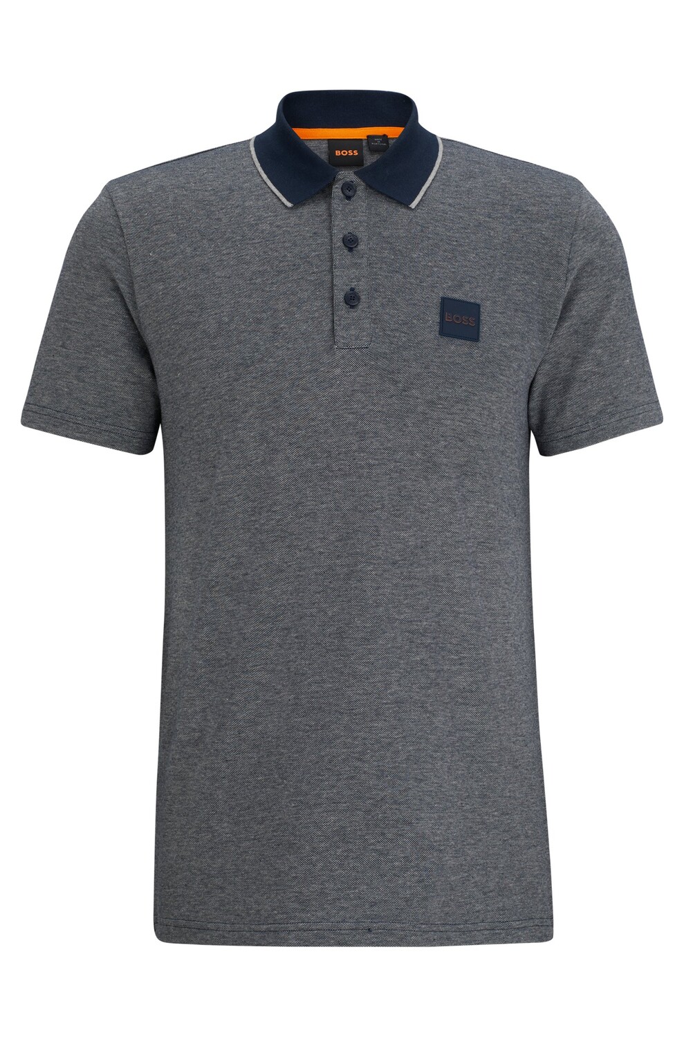 

Футболка поло Boss Cotton-piqué With Contrast Collar, темно-синий