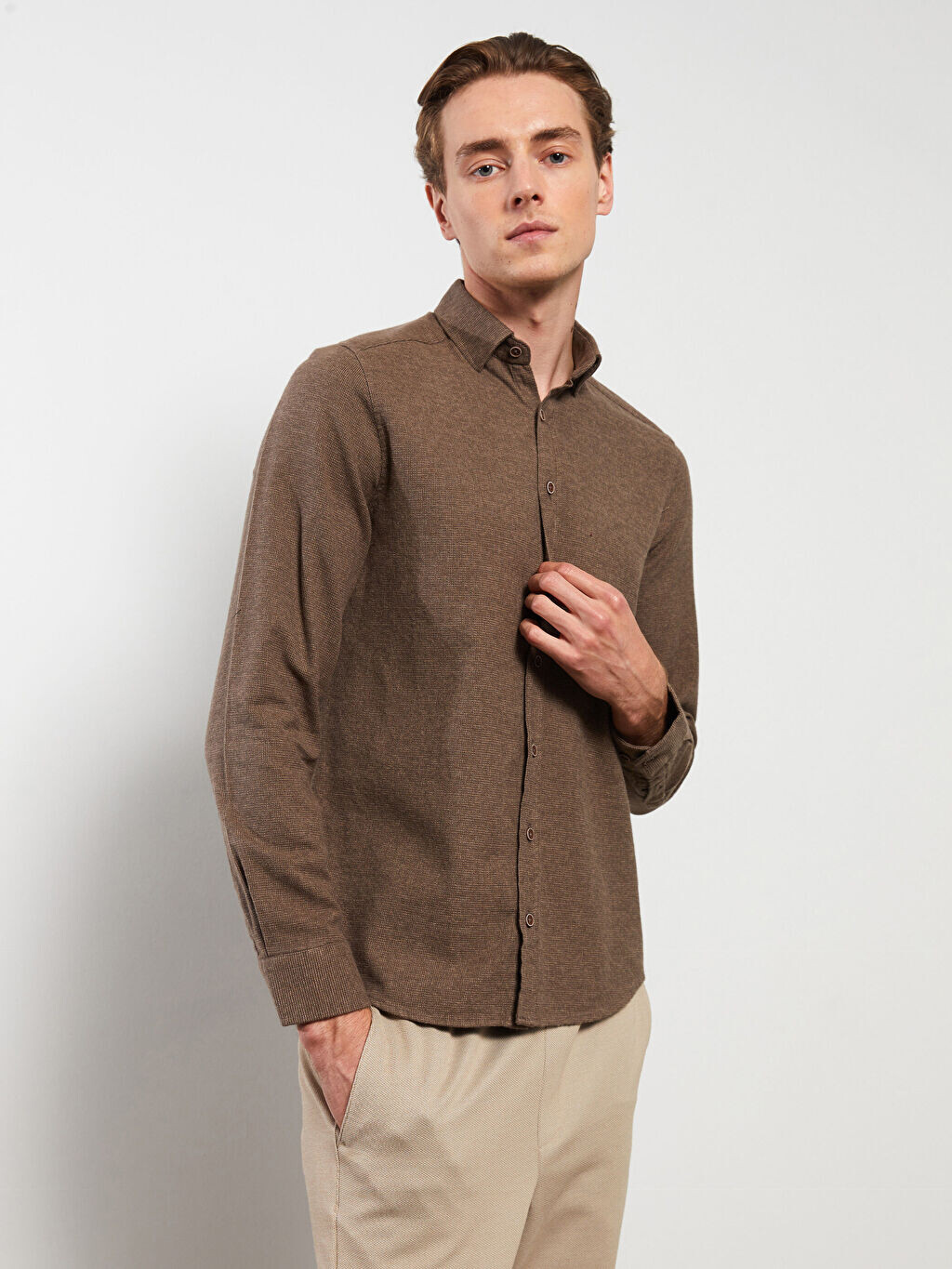 

Мужская рубашка Slim Fit с длинным рукавом LCWAIKIKI Classic