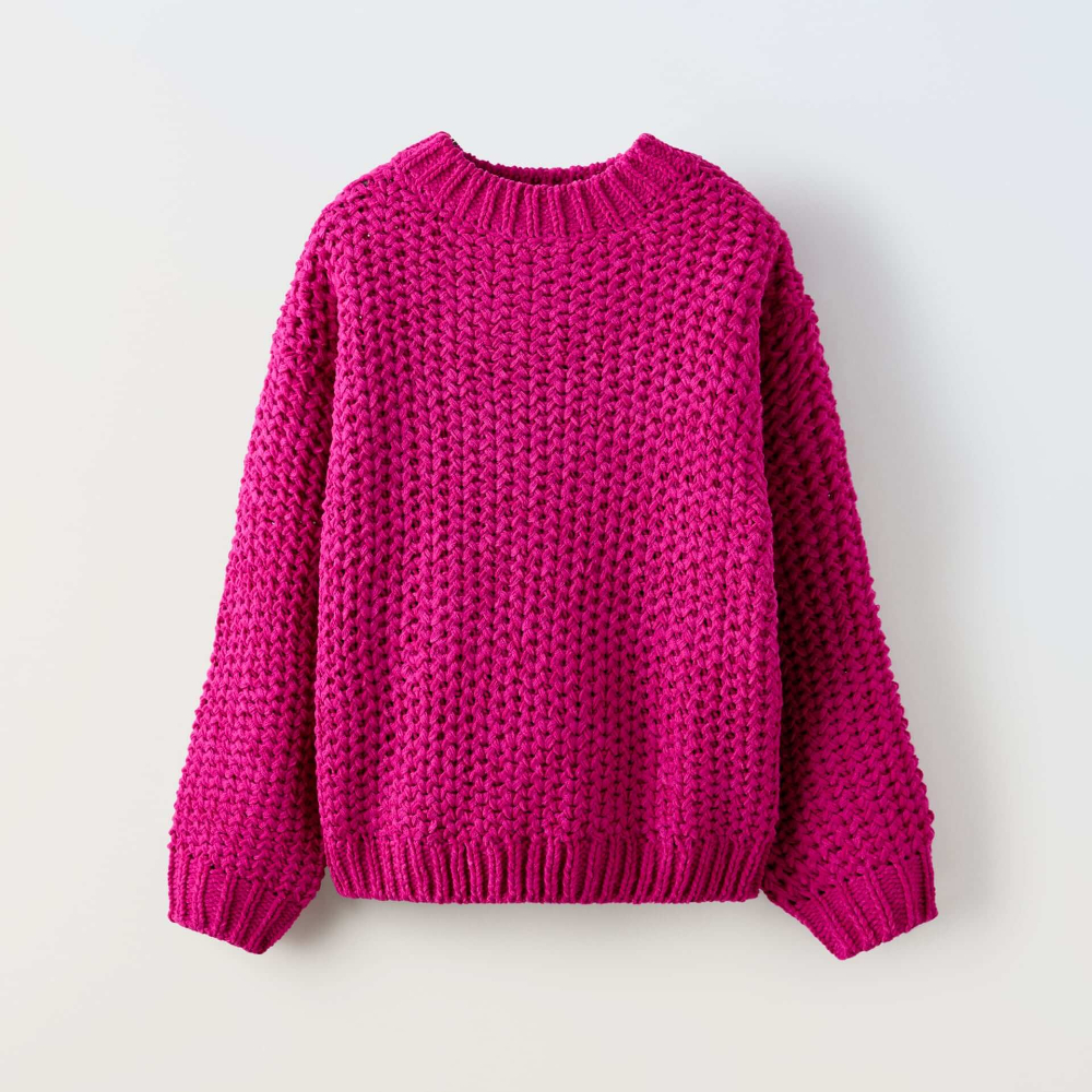 Свитер Zara Textured Knit, пурпурный