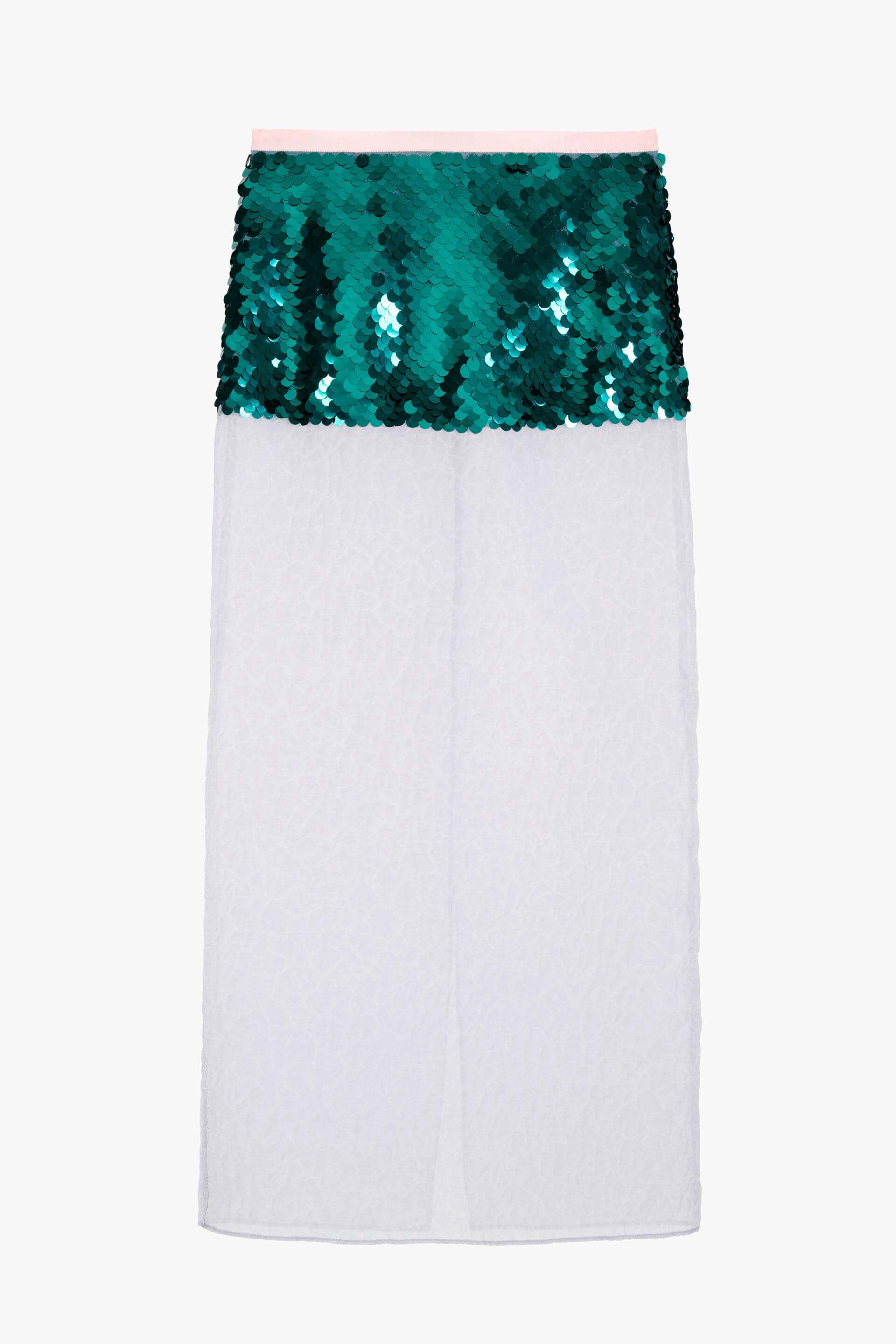 Юбка Zara Contrast Sequinned - Limited Edition, белый юбка женская плиссированная длинная с завышенной талией