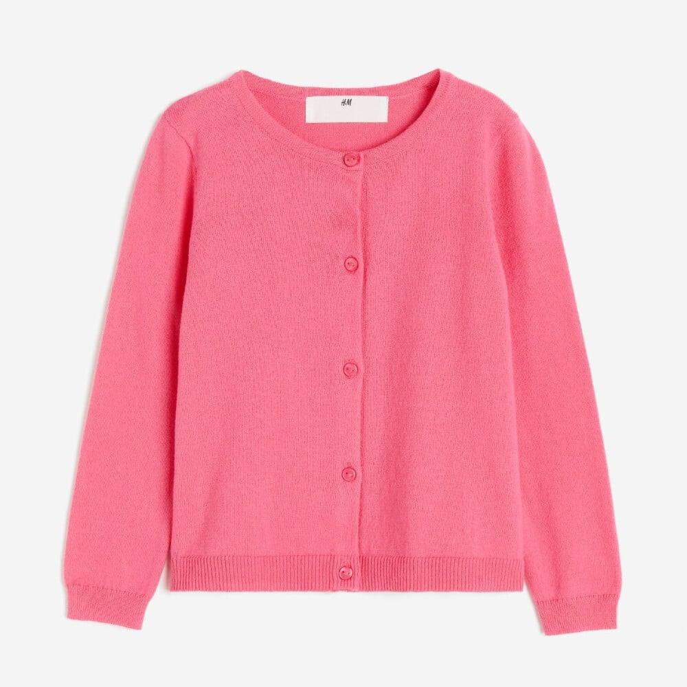 

Кардиган H&M Kids Fine-knit Cotton, ярко-розовый