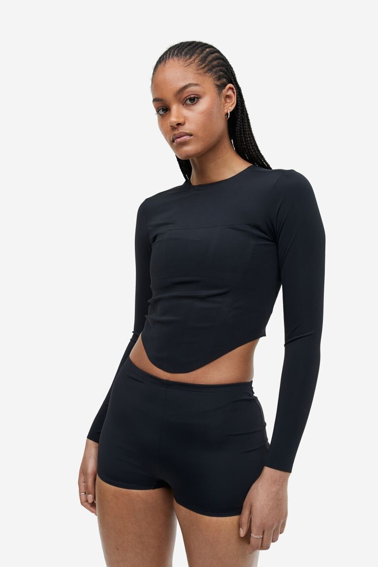 

Купальный топ с длинными рукавами H&M, черный