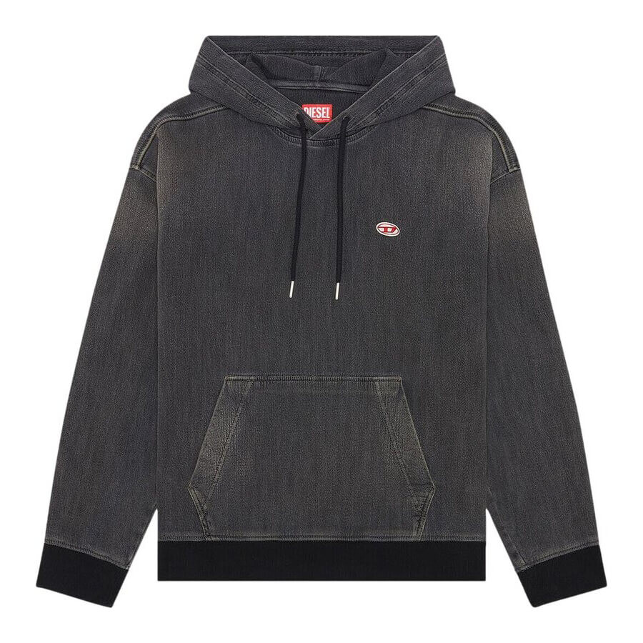 

Худи Diesel Rib Track Denim, черный