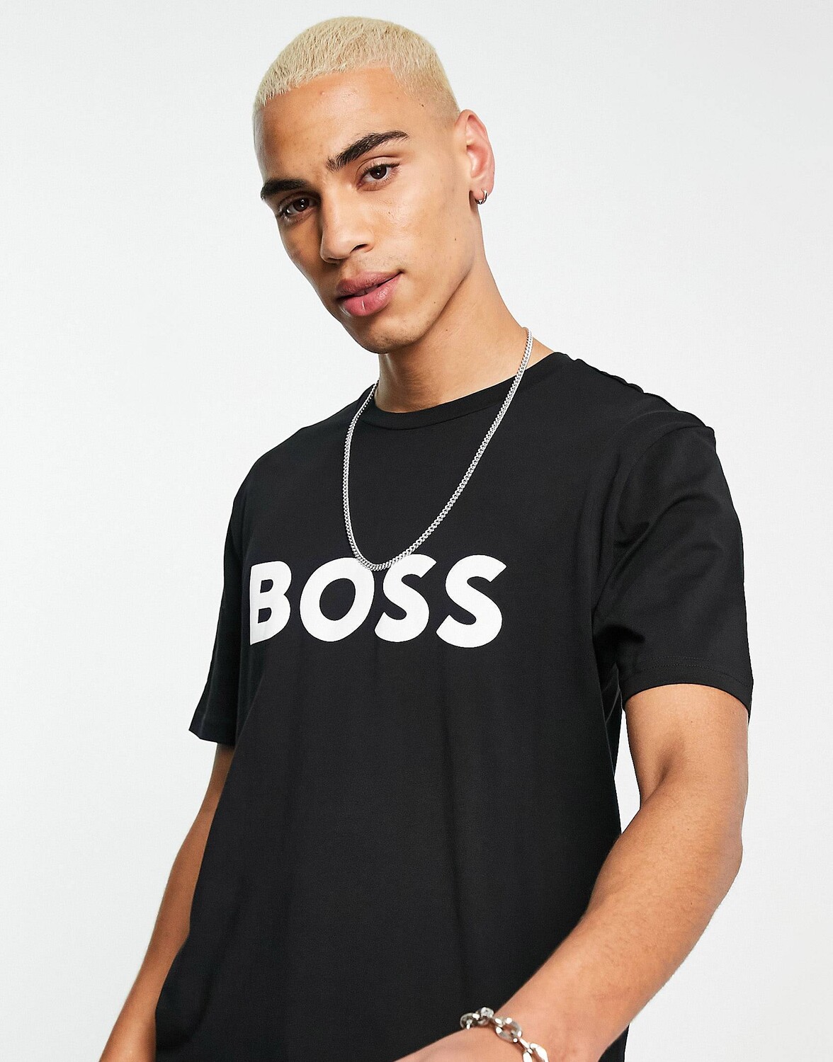 

Черная футболка с логотипом Boss Thinking, Черный
