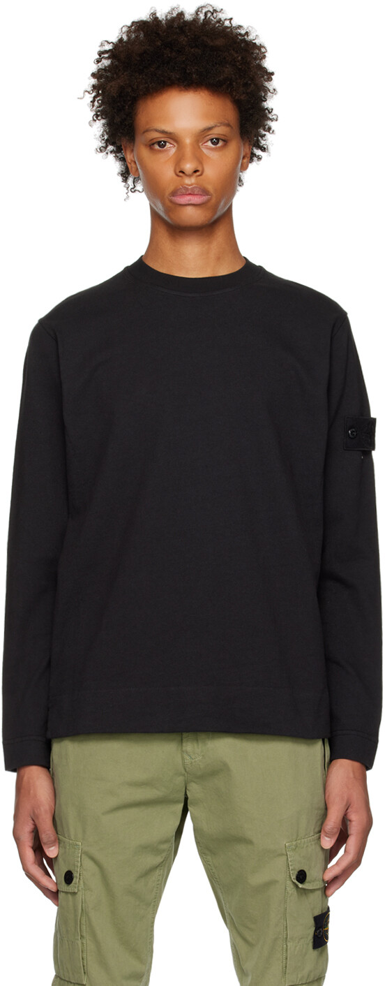 

Черная толстовка с нашивками Stone Island, Черный
