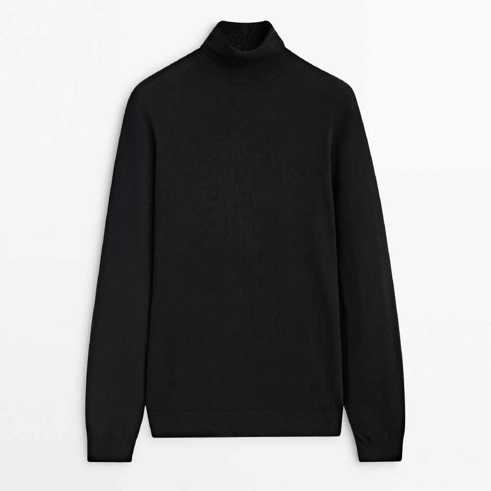 Свитер Massimo Dutti Cotton Blend High Neck, черный свитер massimo dutti blend round neck морской зелёный