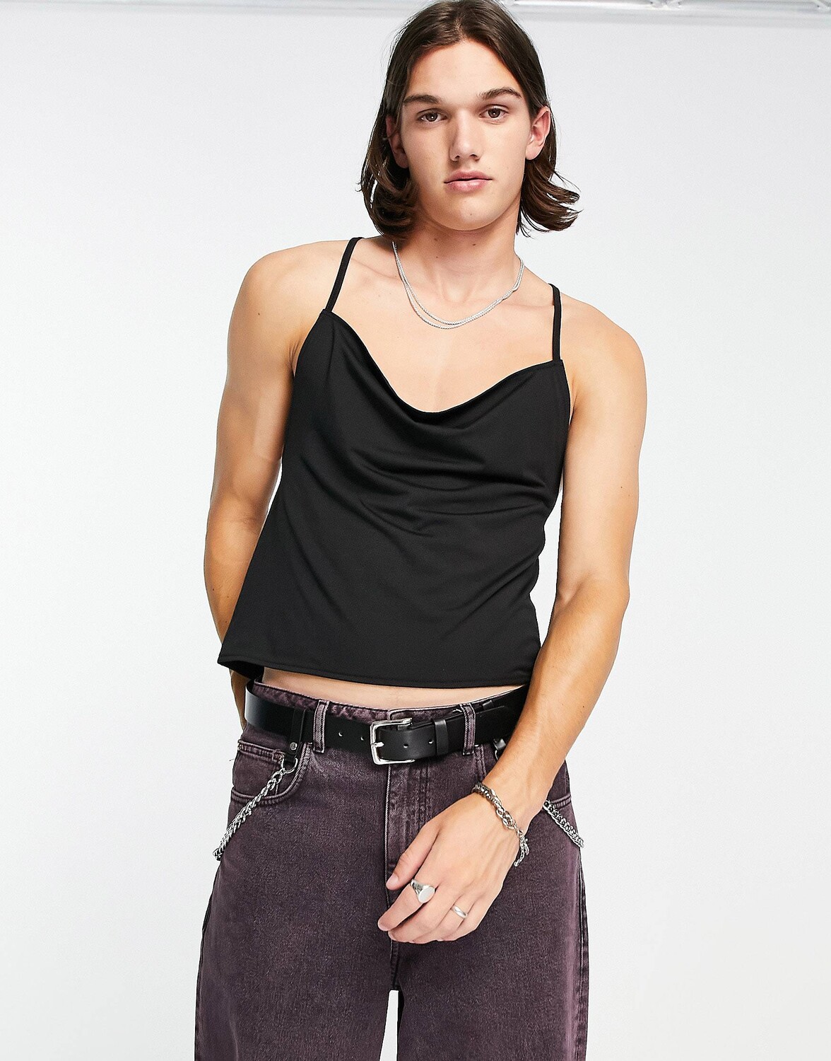

Черный жилет с шарфом на тонких бретельках ASOS DESIGN