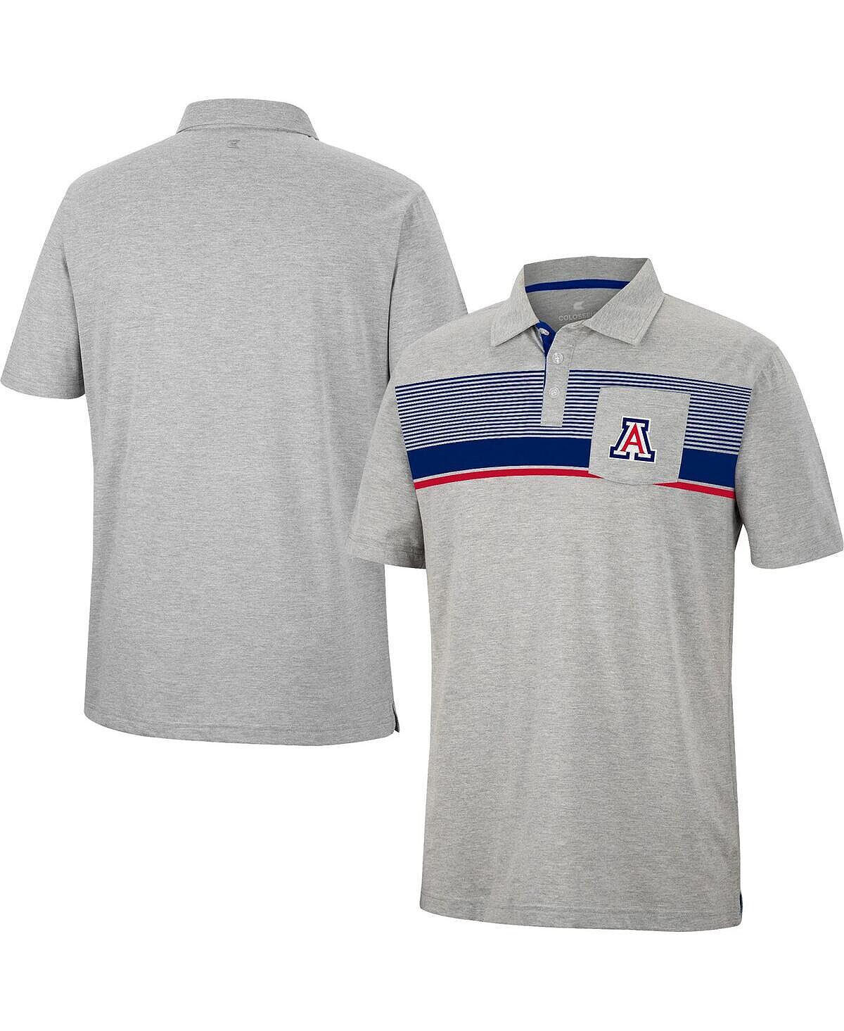 

Мужская рубашка-поло arizona wildcats golfer pocket с меланжевым покрытием серого цвета Colosseum, мульти