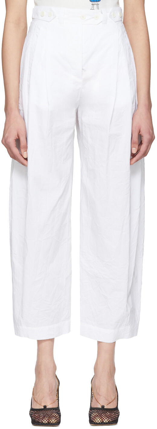 

Белые мятые брюки из плотной ткани Lanvin, Белый