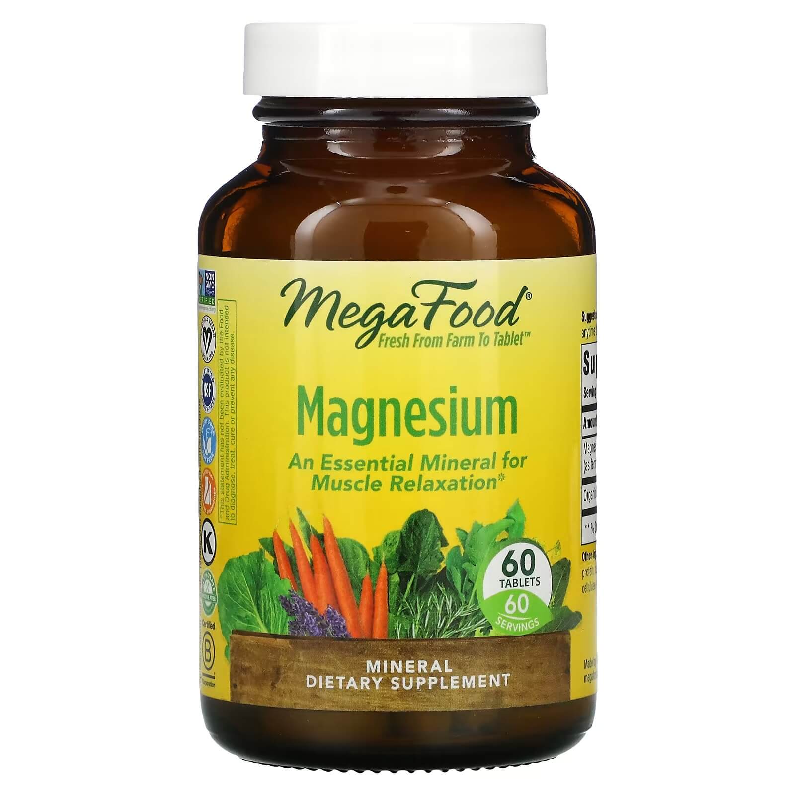 Магний MegaFood Magnesium, 60 таблеток хелатный магний carlson chelated magnesium 200 mg 180 таблеток