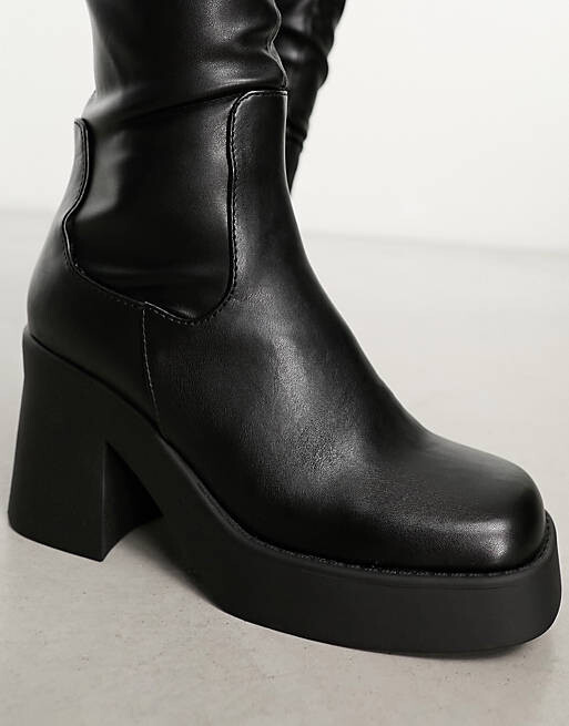 

Черные ботфорты из искусственной кожи на каблуке Steve Madden Seasons, Черный