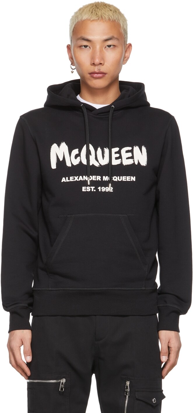 

Худи черного цвета с логотипом в виде граффити Alexander McQueen, Черный