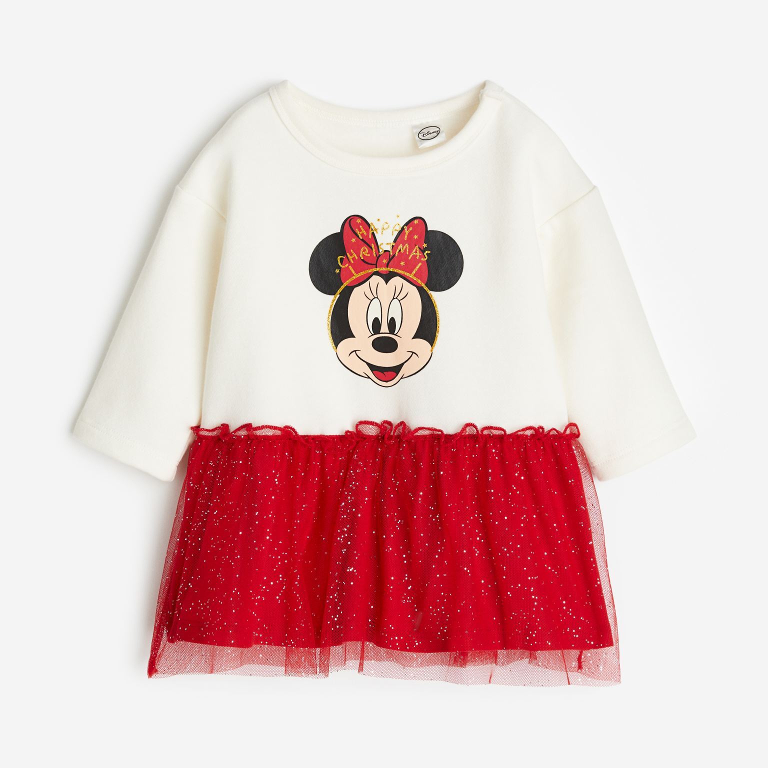 Платье H&M Disney Minnie Mouse Printed Tulle-skirt, белый/красный юбка футляр длинная из блестящего трикотажа