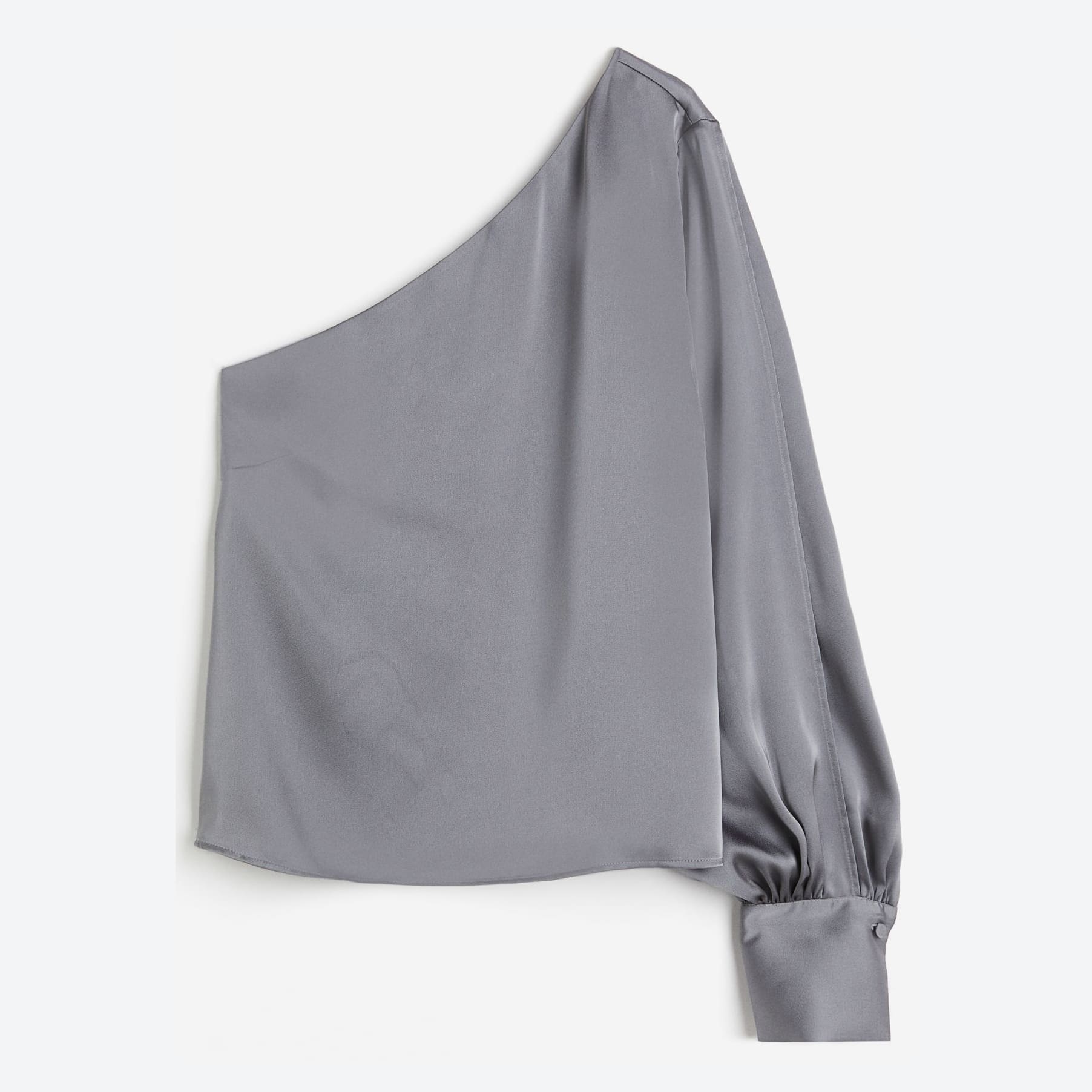 Блуза H&M Satin One-shoulder, серый