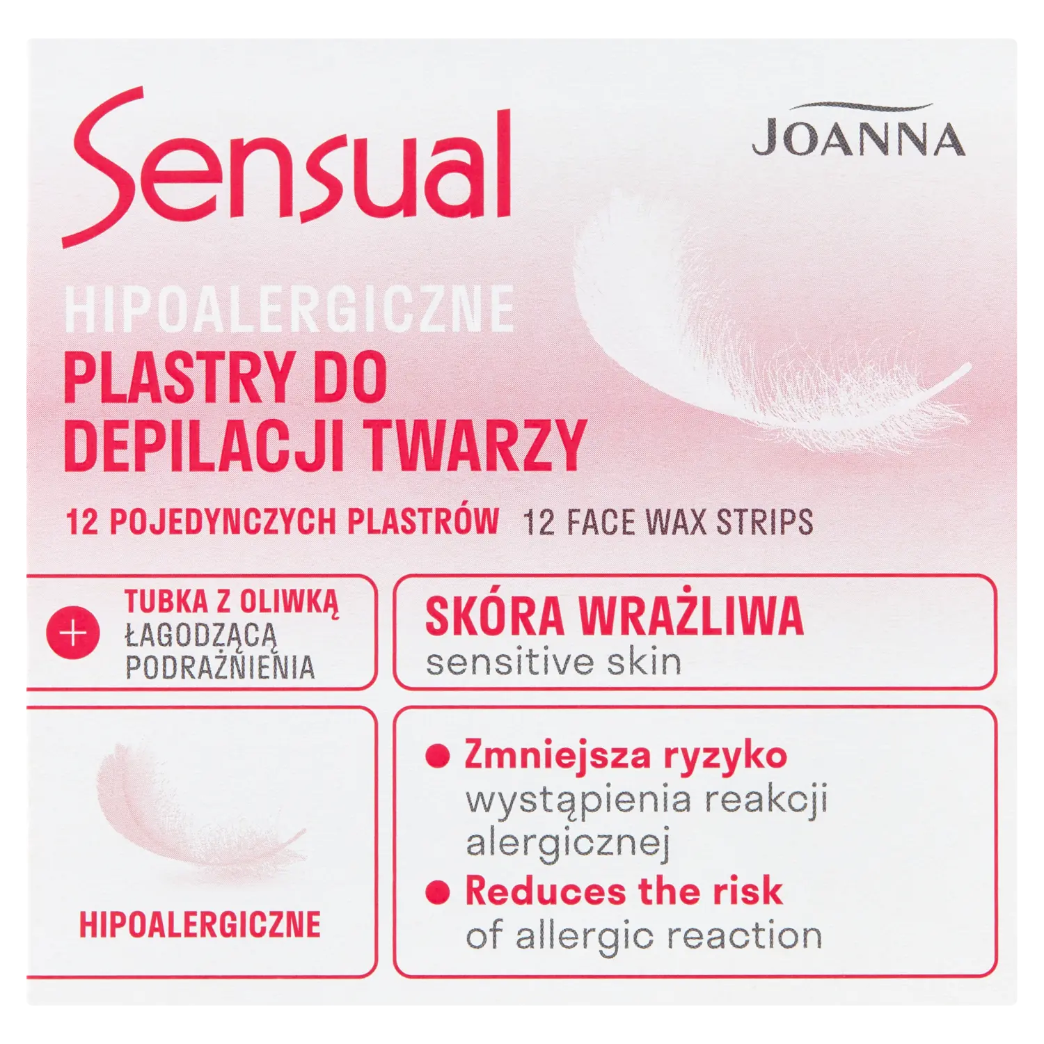 

Joanna Sensual пластыри гипоаллергенные для депиляции лица, 12 шт/уп