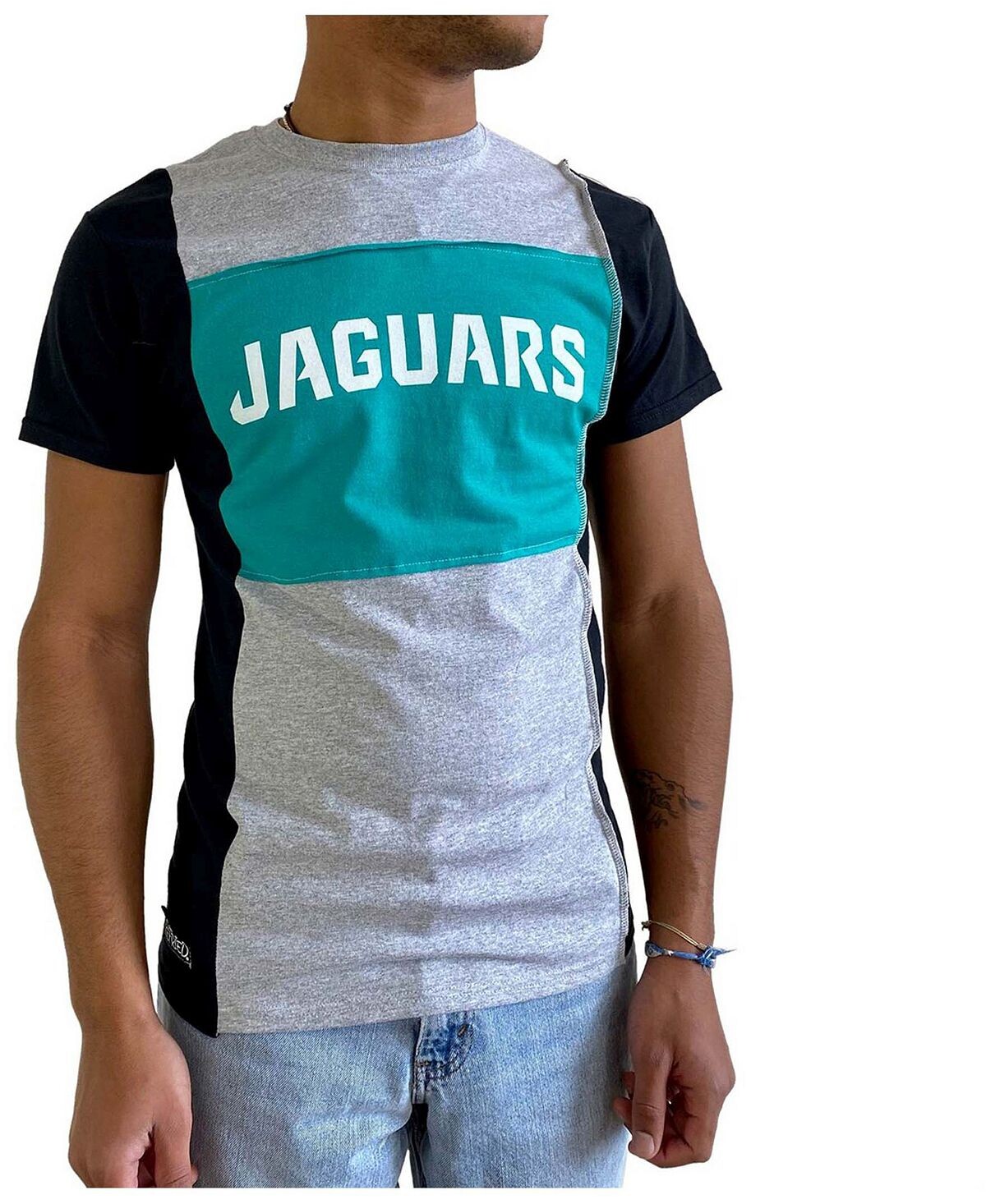 

Мужская футболка с разрезом jacksonville jaguars серого меланжевого цвета Refried Apparel, мульти