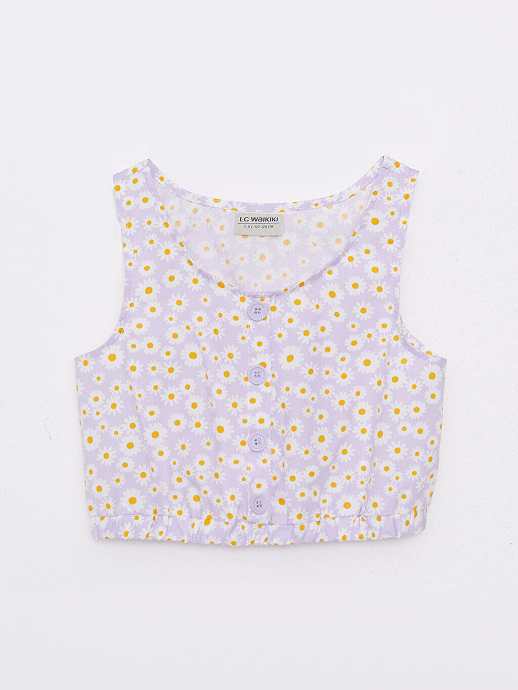 

Блузка для девочки из поплина с круглым вырезом и узором LCW Kids
