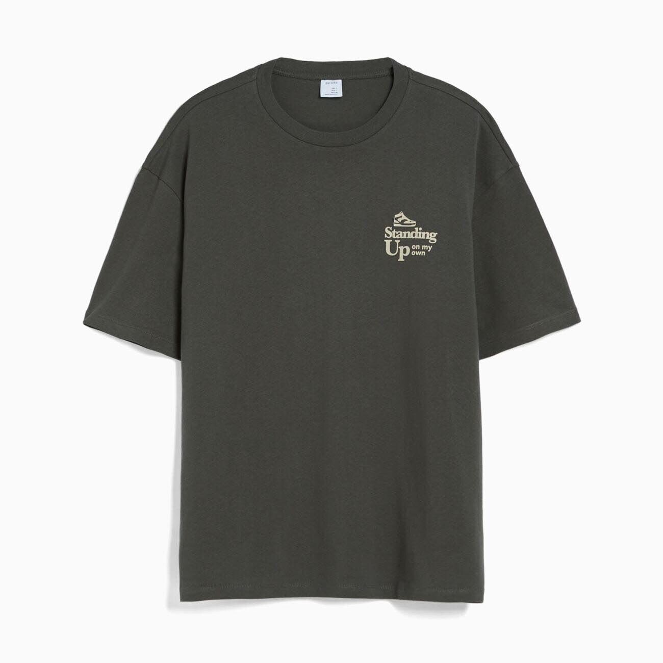 

Футболка Bershka Boxy Fit Short Sleeve With Lettering, серый