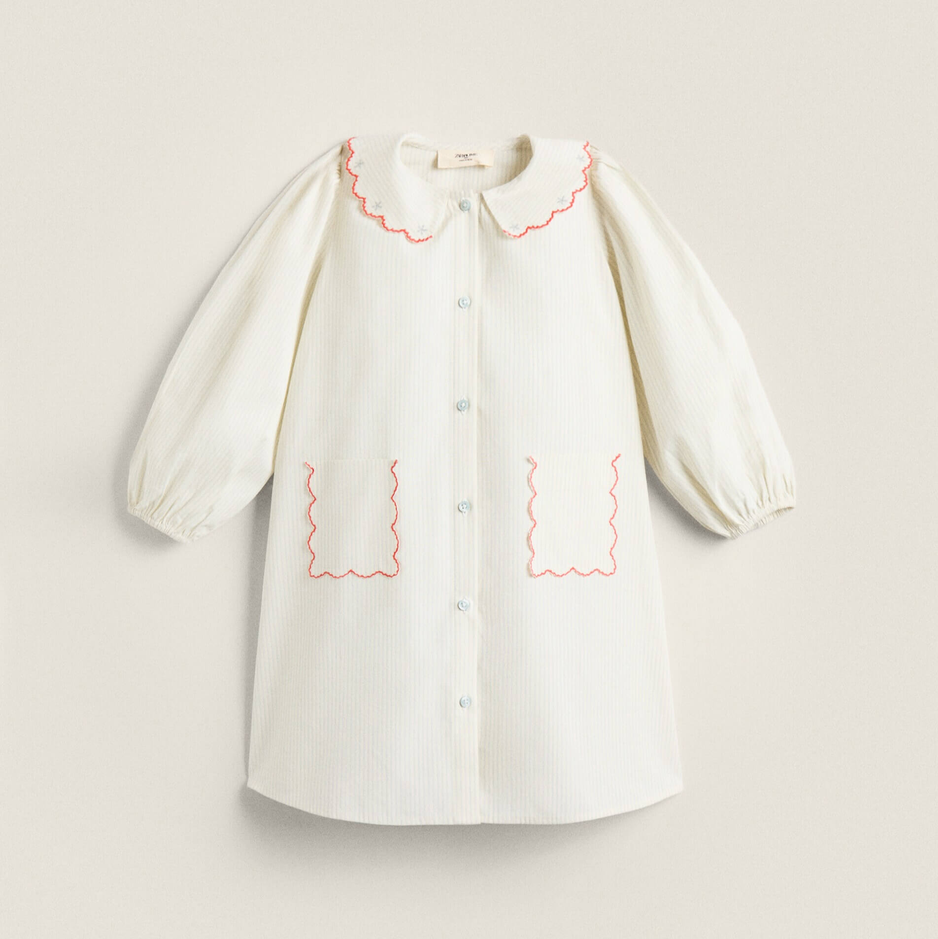 цена Платье Zara Home Children's Cotton With Embroidered Floral Collar