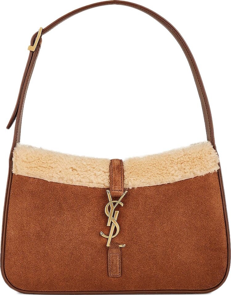 

Сумка Saint Laurent Le 5 À 7 Hobo Bag Dark Cigar/Natural Beige, загар