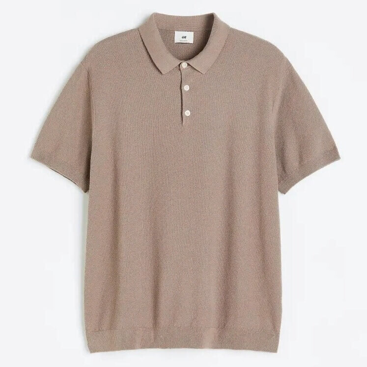 

Футболка поло H&M Regular Fit, серо-коричневый