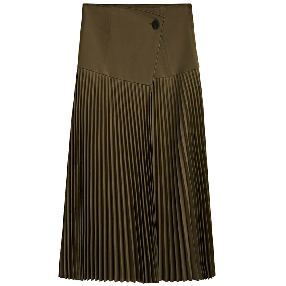 

Юбка Massimo Dutti Pleated Midi, хаки