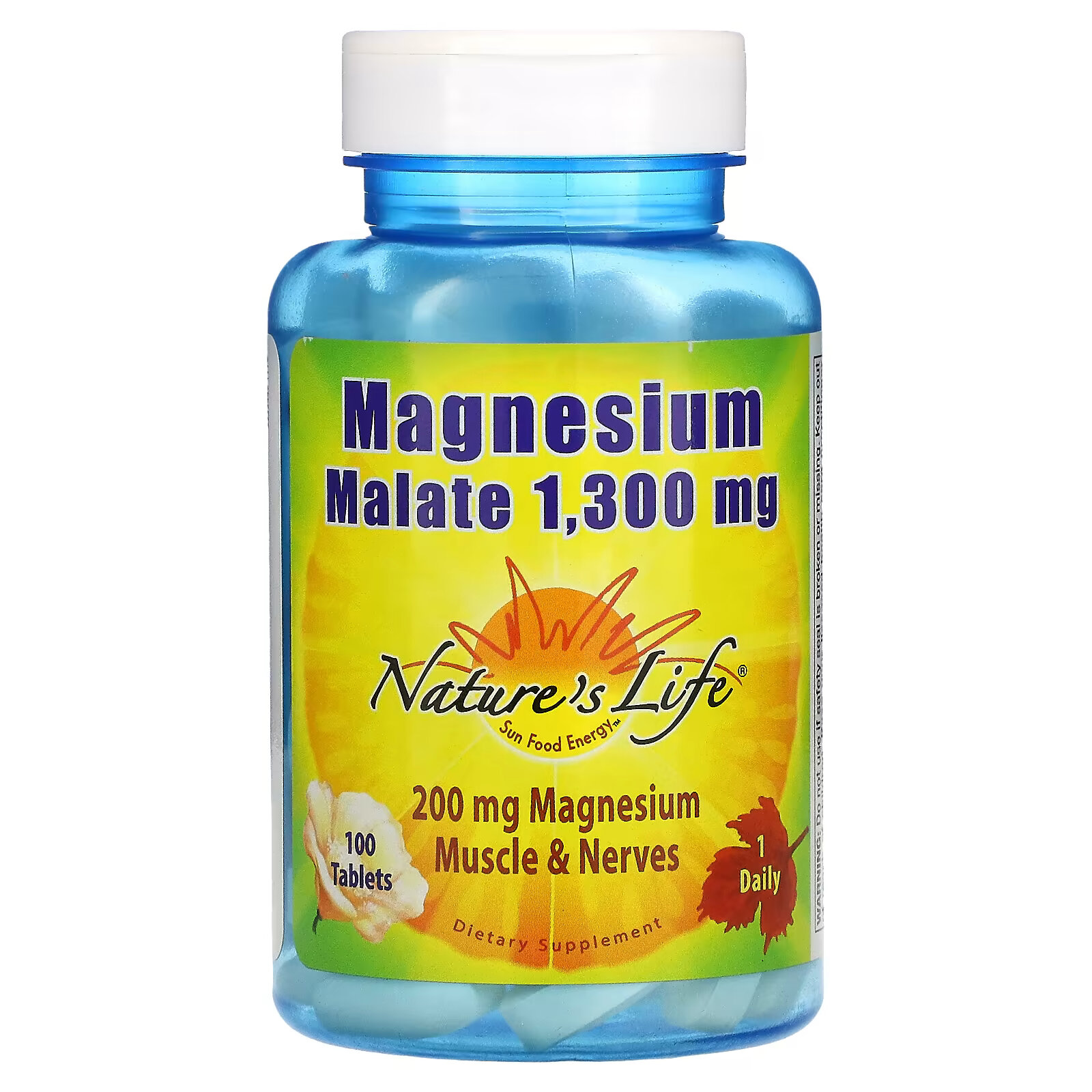 Nature's Life, Magnesium Malate (Малат магния), 1300 мг, 100 таблеток цена и фото