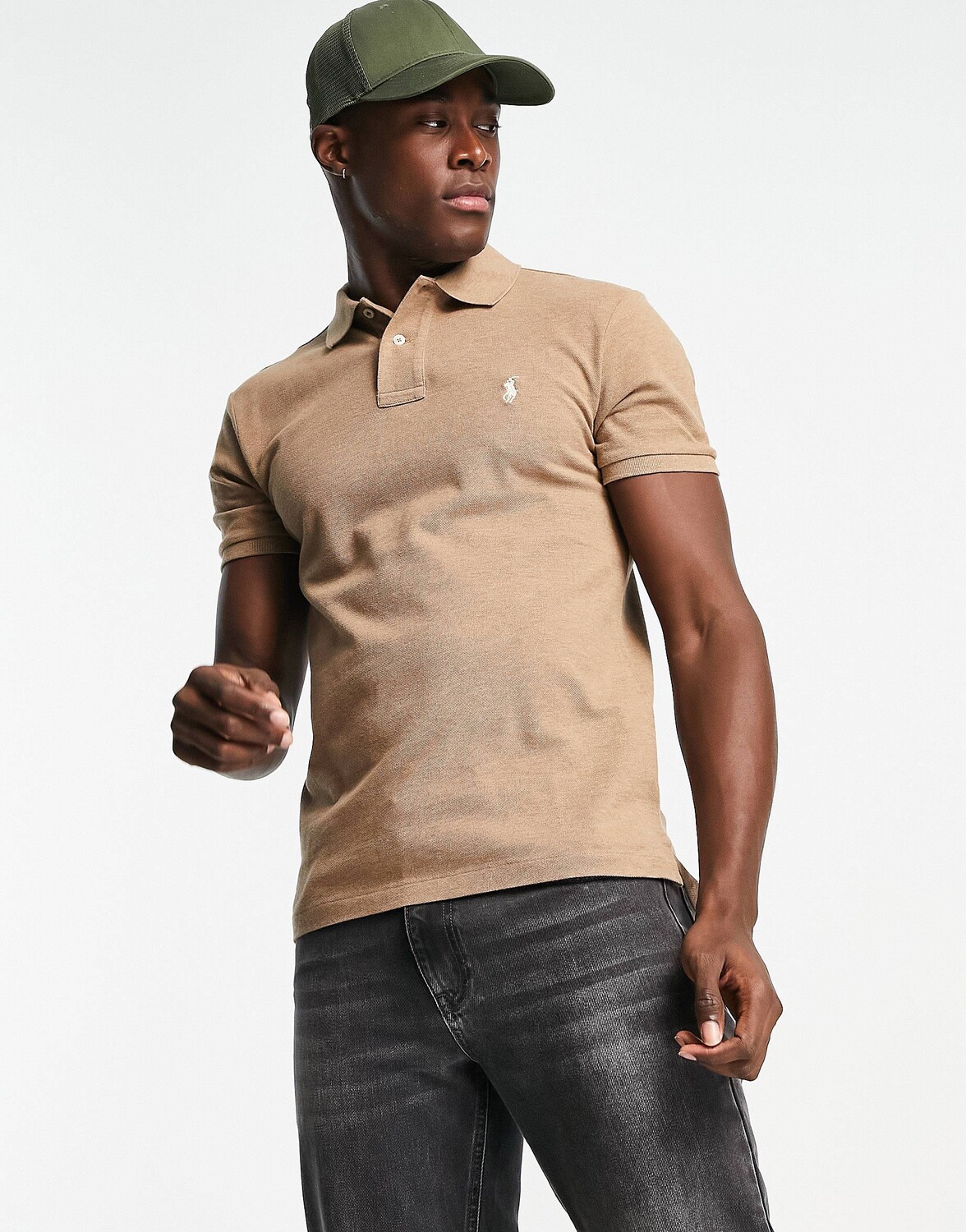 

Темно-коричневое поло узкого кроя из пике Polo Ralph Lauren icon logo, Коричневый