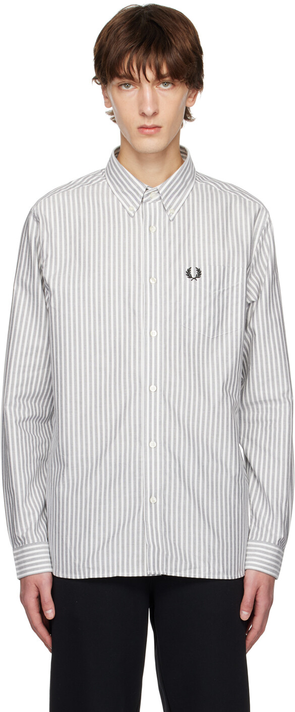 

Бело-черная оксфордская рубашка Fred Perry