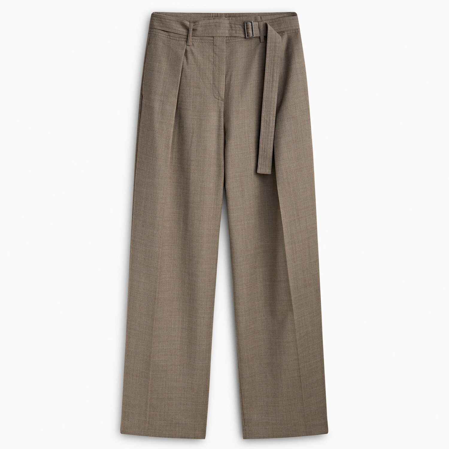 

Брюки Massimo Dutti Flannel With Darts And Belt, темно-бежевый