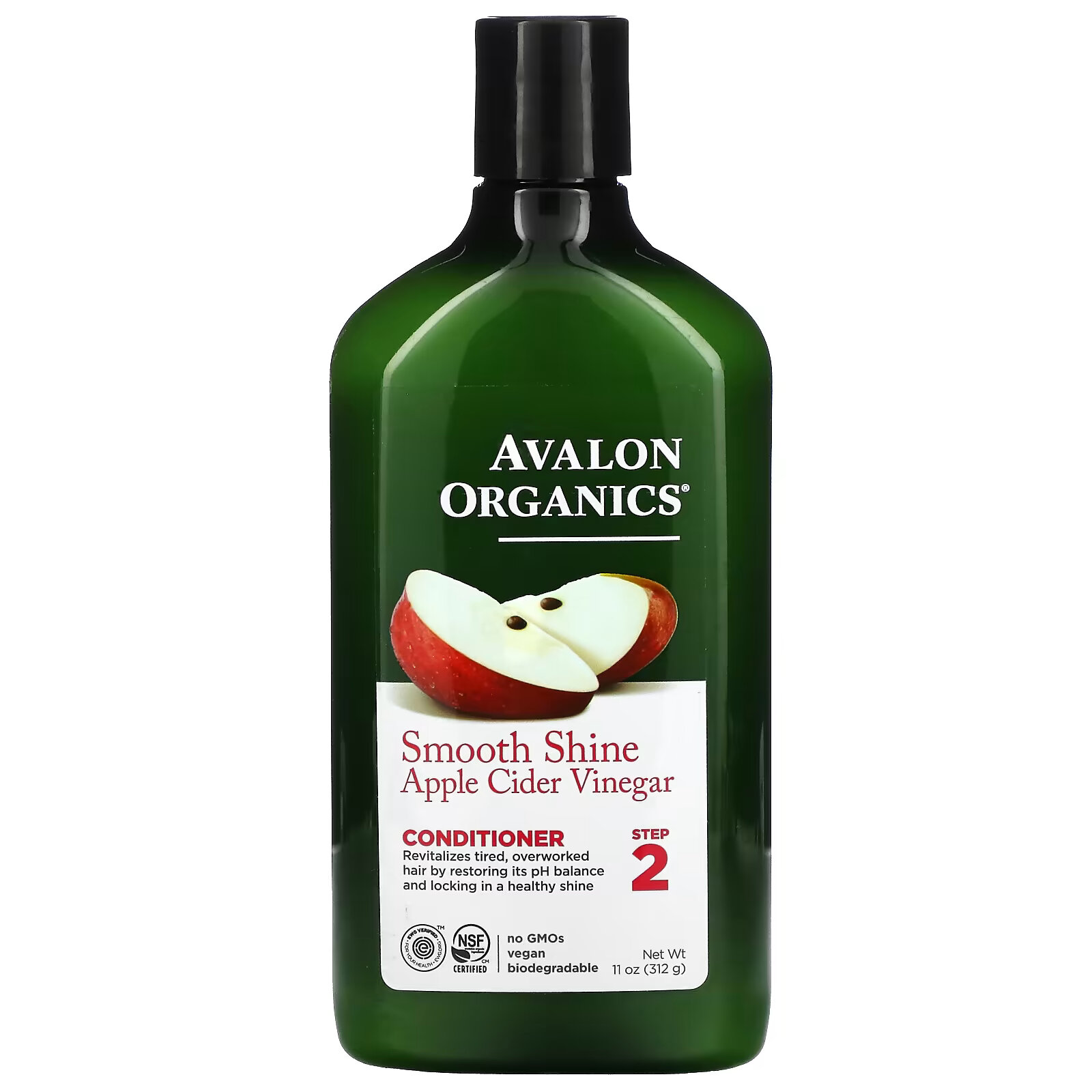 Avalon Organics, Кондиционер, для гладкого блеска, шаг 2, яблочный уксус, 312 г (11 унций) кондиционер avalon organics для гладкого блеска яблочный уксус 312 г