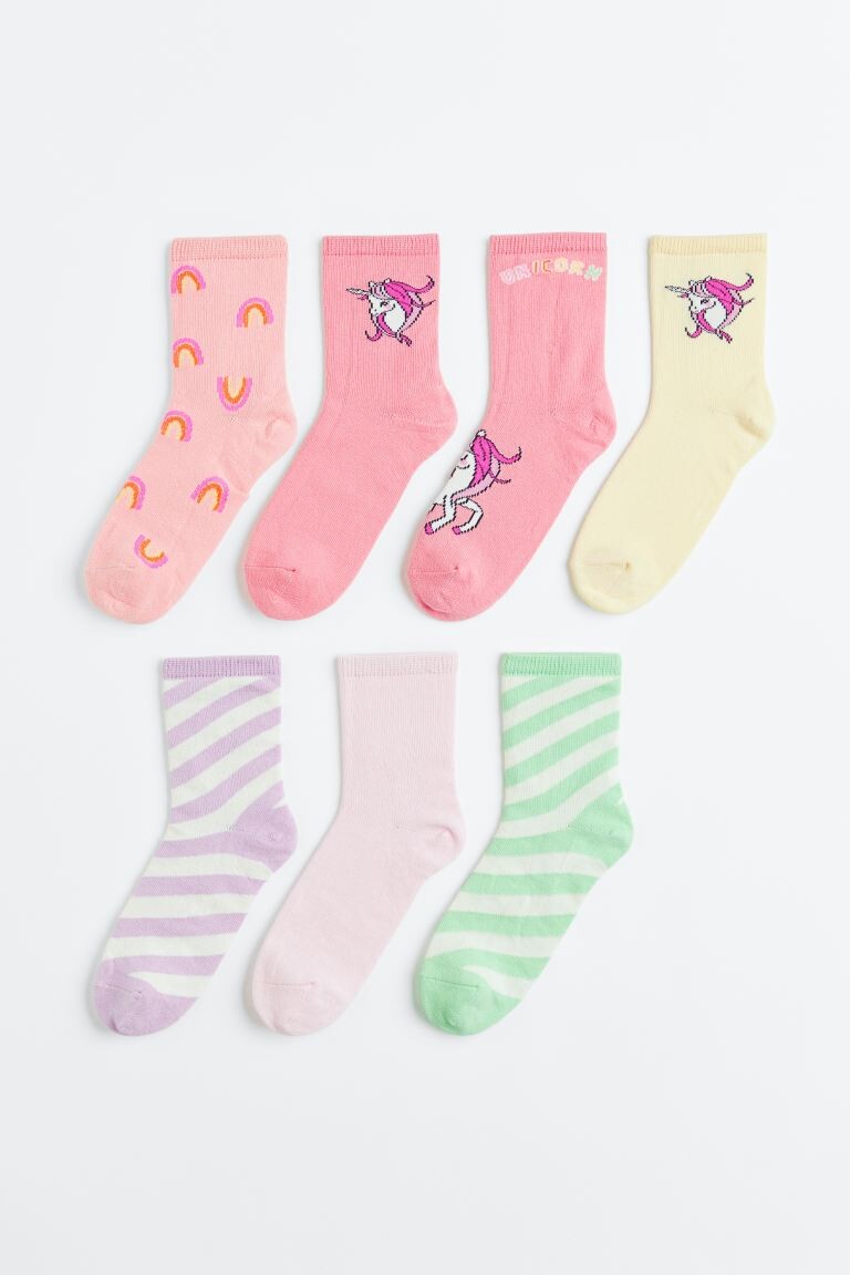 

7 пар носков H&M Unicorns, светло-розовый