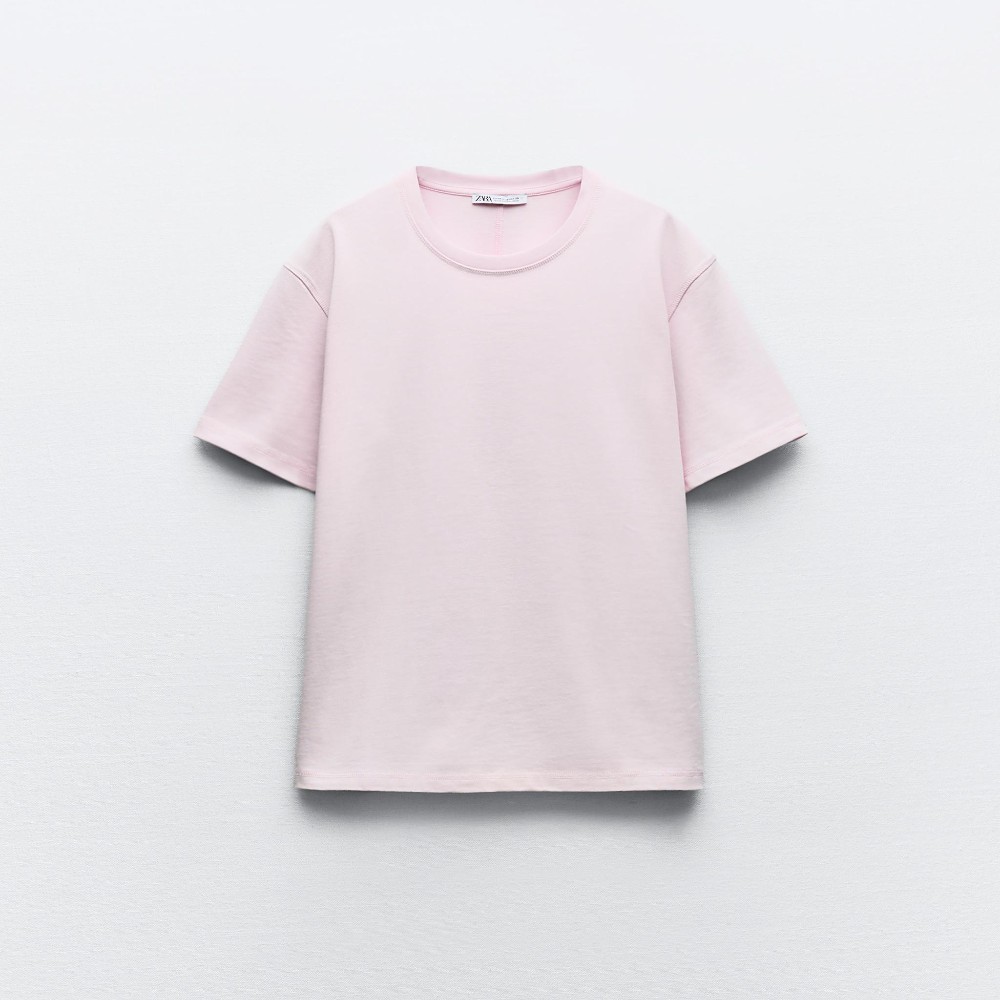 Футболка Zara Heavy Weight Cotton, розовый фотографии
